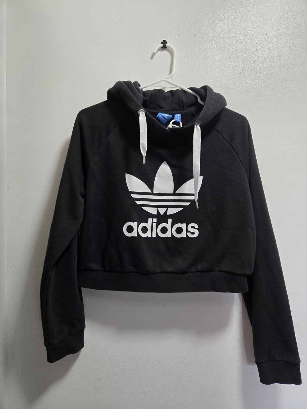 Adidas Black Cropped Trefoil Hoodie